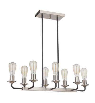 Craftmade - 50378-FBBNK - Eight Light Island Pendant - Randolph - Flat Black/Brushed Polished Nickel