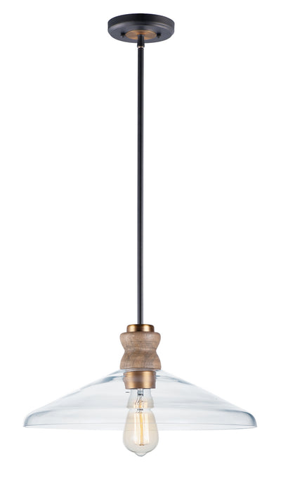 Maxim - 10100CLWOAB - One Light Pendant - Nelson - Weathered Oak / Antique Brass