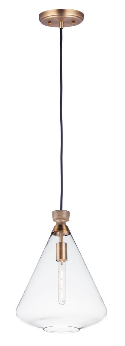 Maxim - 10101CLWOAB - One Light Pendant - Abbott - Weathered Oak / Antique Brass