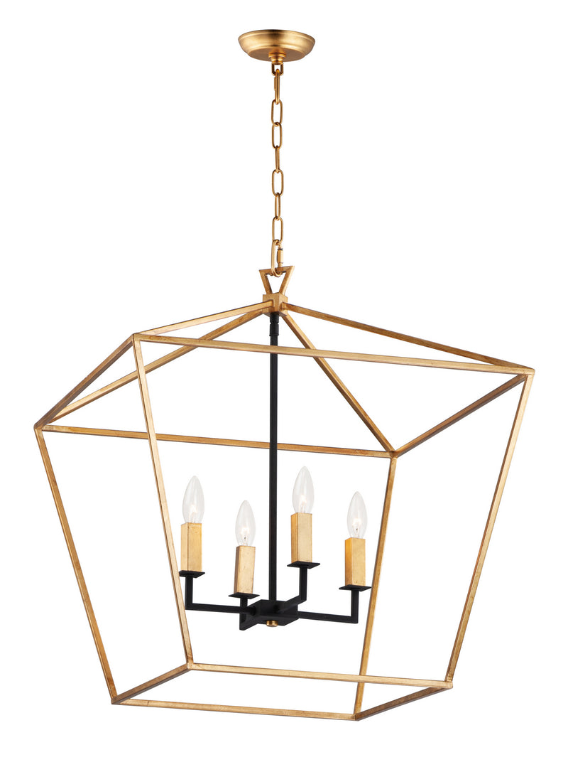 Maxim - 25155GLTXB - Four Light Chandelier - Abode - Gold Leaf / Textured Black