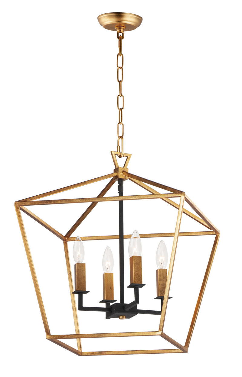 Maxim - 25156GLTXB - Four Light Chandelier - Abode - Gold Leaf / Textured Black