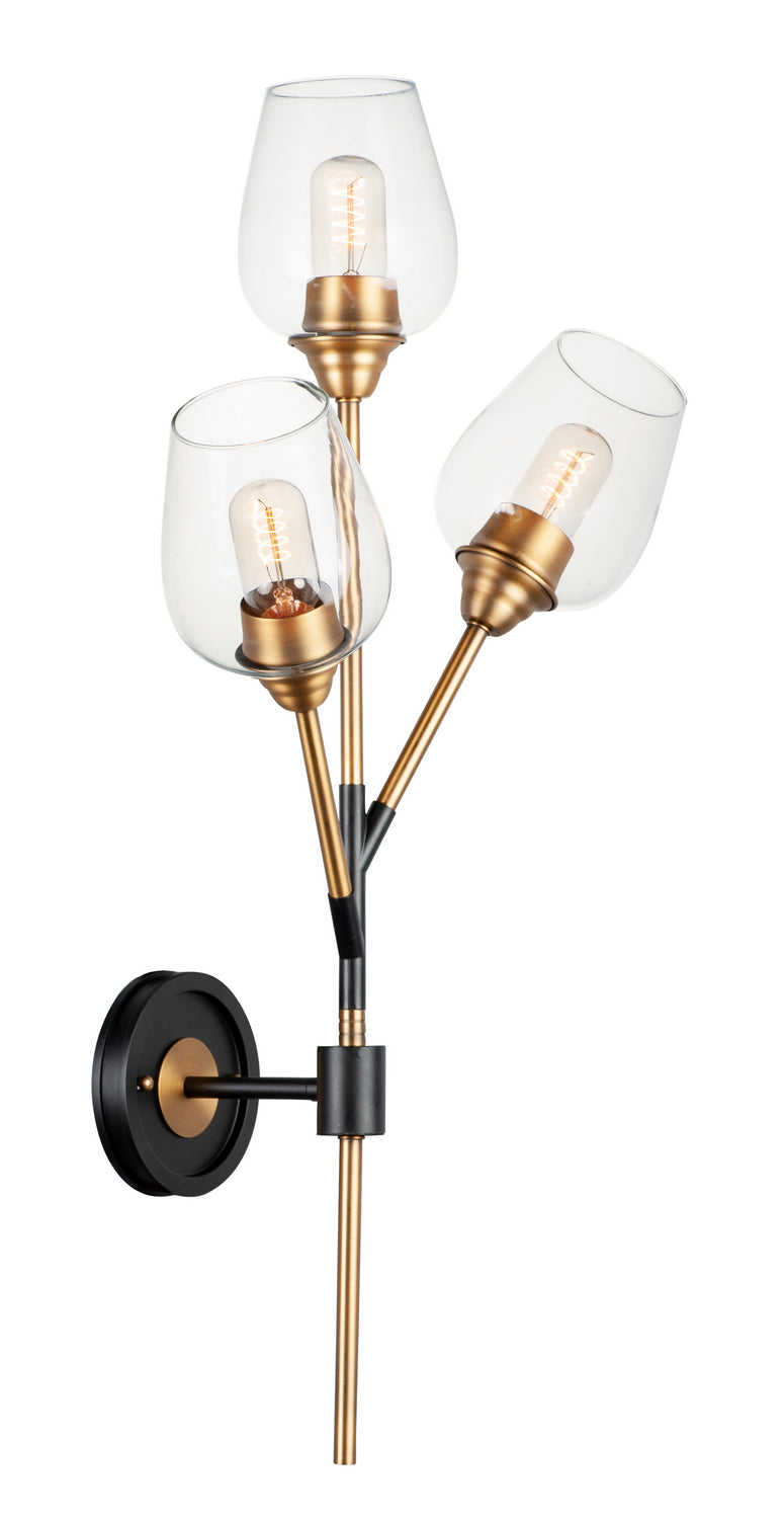 Maxim - 26341CLABBK - Three Light Wall Sconce - Savvy - Antique Brass / Black