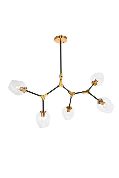 Elegant Lighting - 1712D42LAB - Five Light Pendant - Cavoli - Light Antique Brass