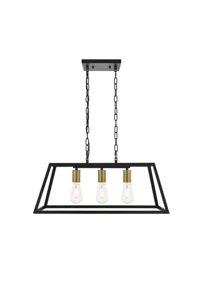 Elegant Lighting - LD4061D25BRB - Three Light Pendant - Resolute - Brass And Black