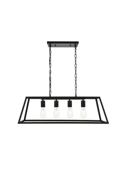 Elegant Lighting - LD4061D32BK - Four Light Pendant - Resolute - Black