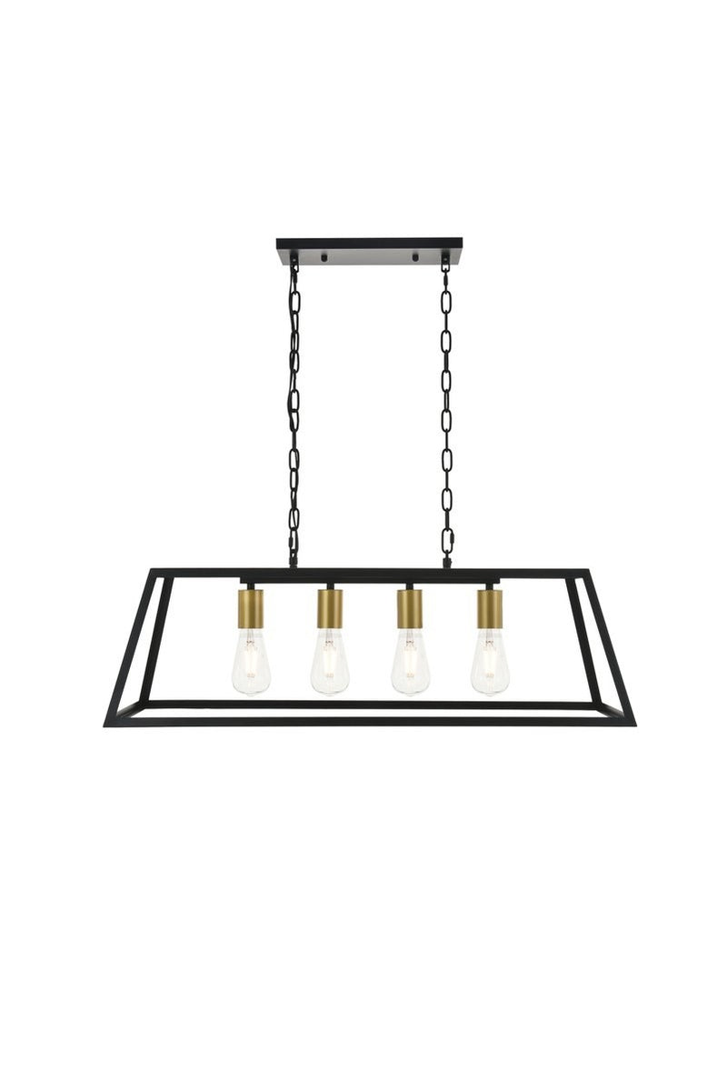 Elegant Lighting - LD4061D32BRB - Four Light Pendant - Resolute - Brass And Black