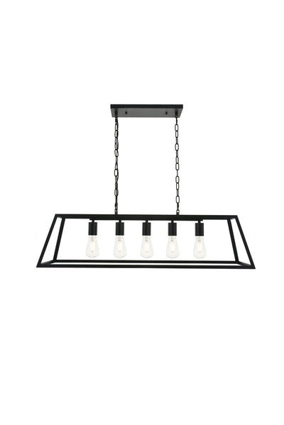 Elegant Lighting - LD4061D38BK - Five Light Pendant - Resolute - Black