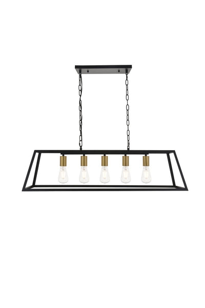 Elegant Lighting - LD4061D38BRB - Five Light Pendant - Resolute - Brass And Black