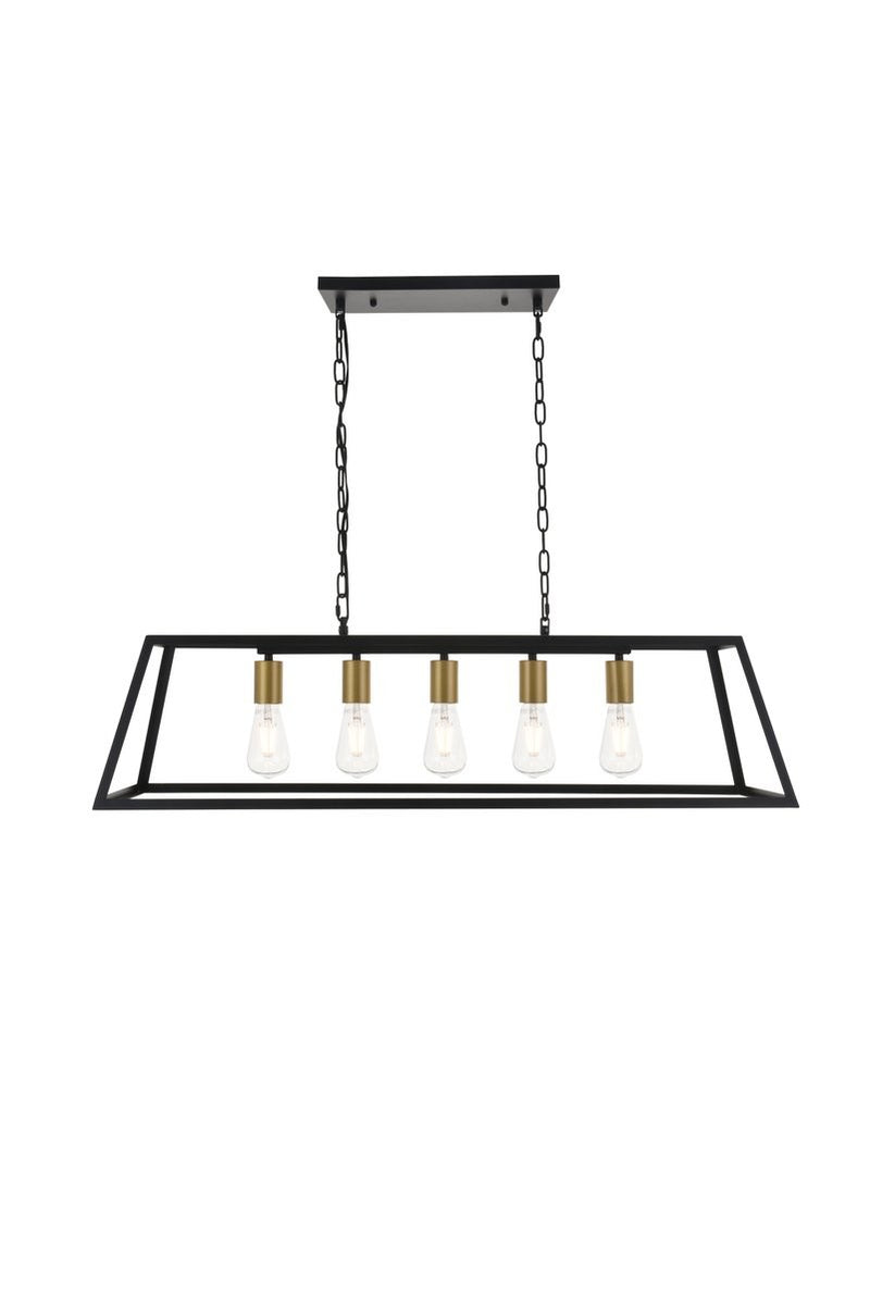 Elegant Lighting - LD4061D38BRB - Five Light Pendant - Resolute - Brass And Black