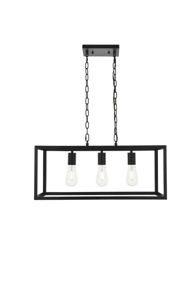 Elegant Lighting - LD4063D25BK - Three Light Pendant - Resolute - Black