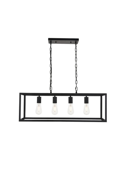 Elegant Lighting - LD4063D32BK - Four Light Pendant - Resolute - Black