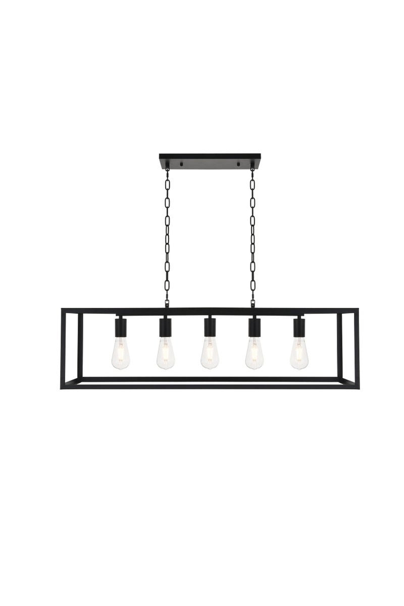 Elegant Lighting - LD4063D38BK - Five Light Pendant - Resolute - Black