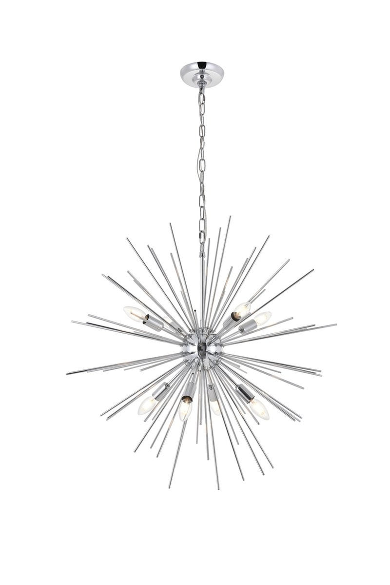 Elegant Lighting - LD5051D30C - Eight Light Pendant - Timber - Chrome