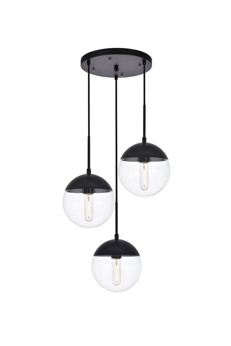 Elegant Lighting - LD6069BK - Three Light Pendant - Eclipse - Black