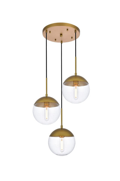 Elegant Lighting - LD6073BR - Three Light Pendant - Eclipse - Brass