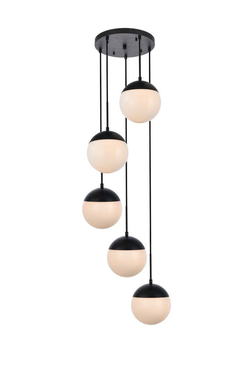 Elegant Lighting - LD6074BK - Five Light Pendant - Eclipse - Black