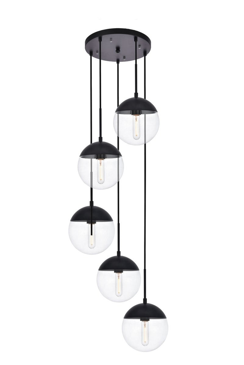 Elegant Lighting - LD6075BK - Five Light Pendant - Eclipse - Black