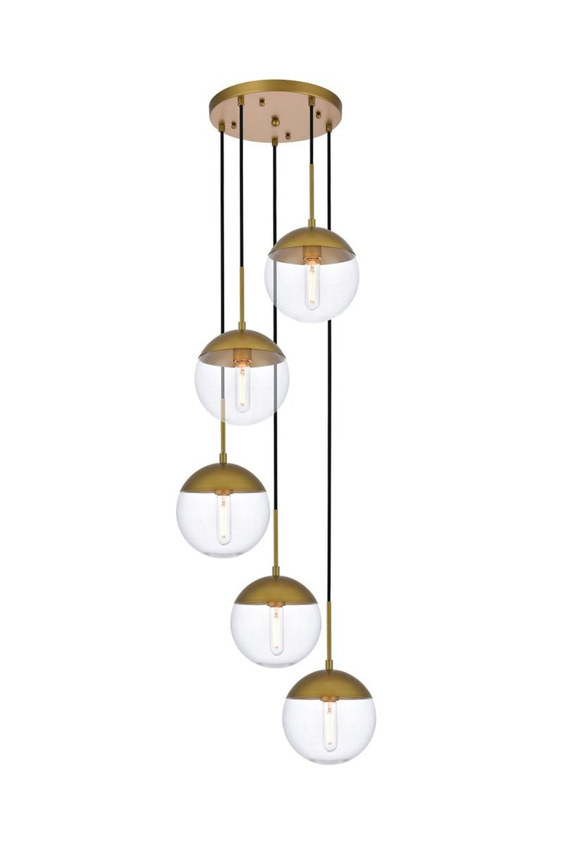 Elegant Lighting - LD6079BR - Five Light Pendant - Eclipse - Brass