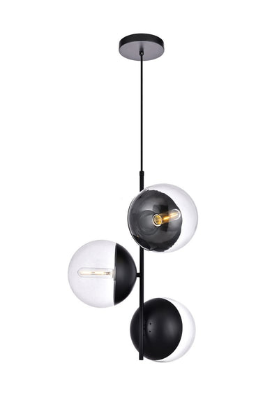 Elegant Lighting - LD6123BK - Three Light Pendant - Eclipse - Black