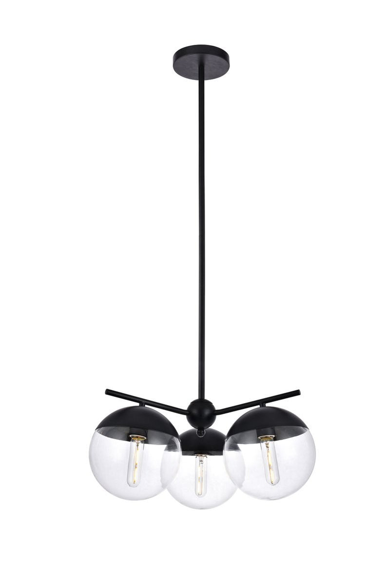 Elegant Lighting - LD6129BK - Three Light Pendant - Eclipse - Black