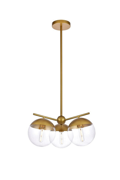 Elegant Lighting - LD6133BR - Three Light Pendant - Eclipse - Brass