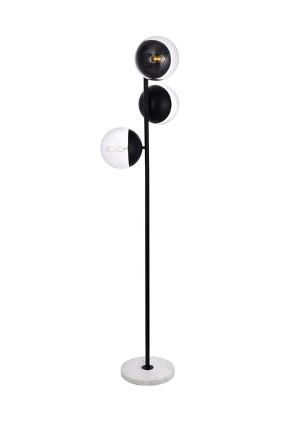 Elegant Lighting - LD6159BK - Three Light Floor Lamp - Eclipse - Black