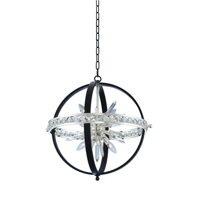 Allegri - 033650-050-FR001 - Six Light Pendant - Angelo - Matte Black w/ Polished Silver