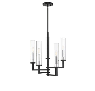 Savoy House - 1-2135-5-67 - Five Light Chandelier - Folsom - Matte Black with Polished Chrome Accents