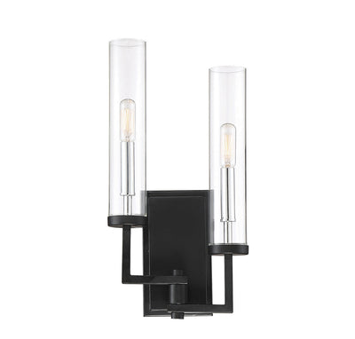 Savoy House - 9-2134-2-67 - Two Light Wall Sconce - Folsom - Matte Black with Polished Chrome Accents