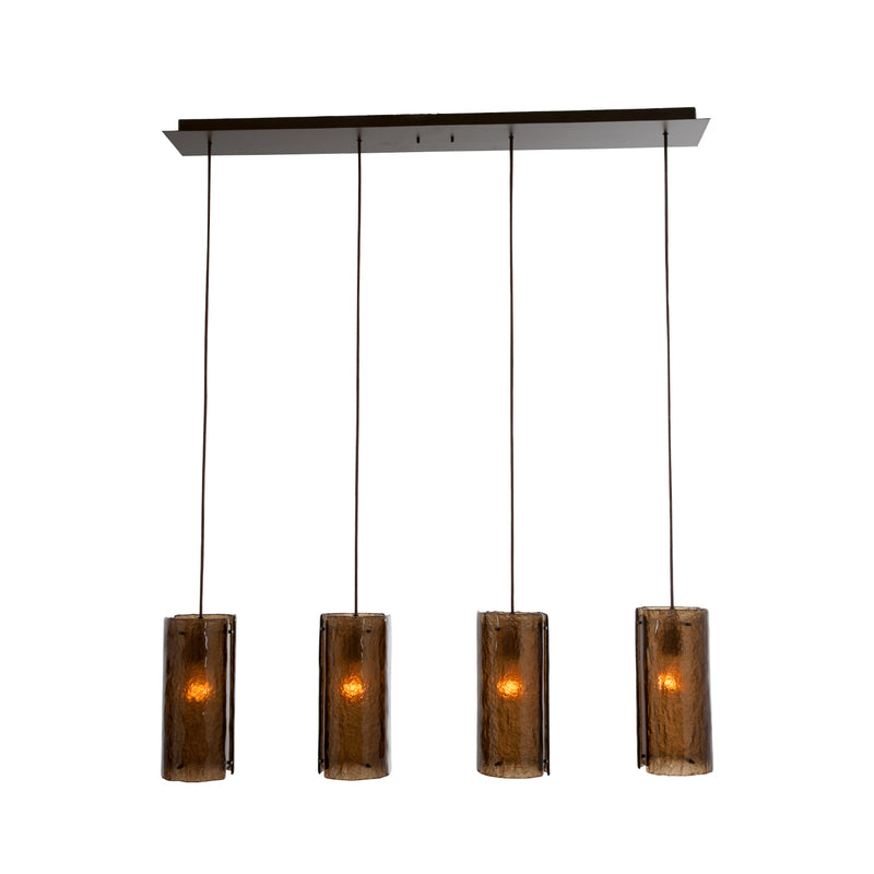 Hammerton Studio - PLB0044-04-FB-BG-C01-E2 - Four Light Linear Multi-Port - Textured Glass - Flat Bronze