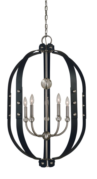 Framburg - 5315 BN/MBLACK - Five Light Chandelier - Urban Craftsman - Brushed Nickel/Matte Black