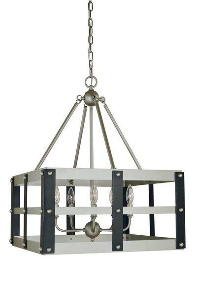 Framburg - 5346 SP/MBLACK - Five Light Chandelier - Metro Artisan - Satin Pewter/Matte Black