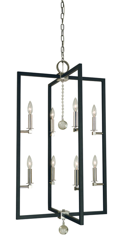 Framburg - 5368 PN/MBLACK - Eight Light Foyer Chandelier - Minimalist Elegant - Polished Nickel/Matte Black