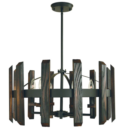 Framburg - 5375 MBLACK - Six Light Chandelier - Modern Farmhouse - Matte Black