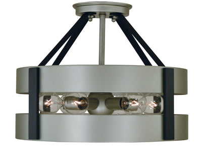 Framburg - 5382 SP/MBLACK - Six Light Flush /Semi Flush Mount - Orion - Satin Pewter/Matte Black