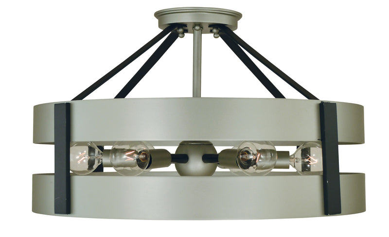 Framburg - 5384 SP/MBLACK - Six Light Flush /Semi Flush Mount - Orion - Satin Pewter/Matte Black