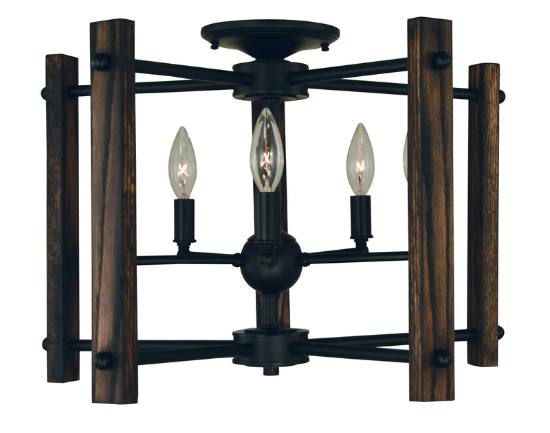 Framburg - 5401 MBLACK - Five Light Flush / Semi-Flush Mount - Modern Farmhouse - Matte Black