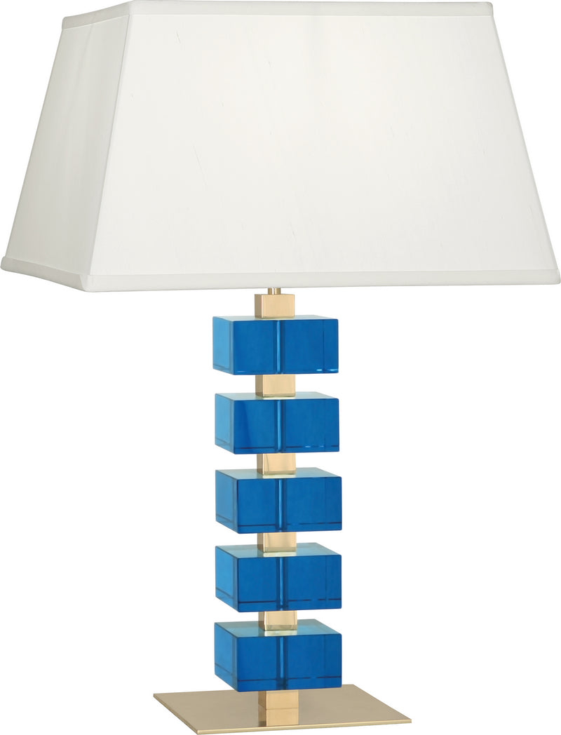 Robert Abbey - 176 - One Light Table Lamp - Jonathan Adler Monaco - Lacquered Natural Brass and Turquoise Crystal Blocks
