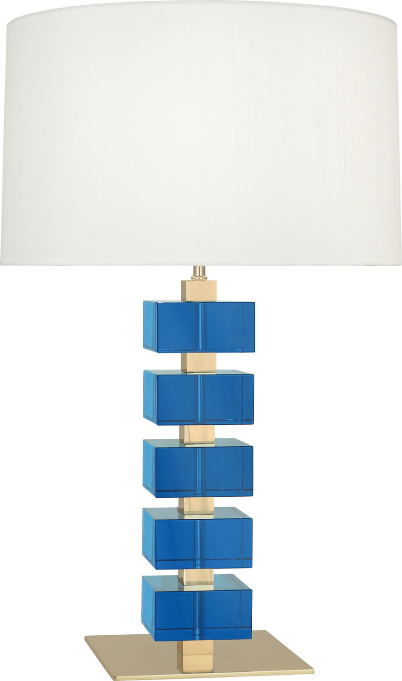 Robert Abbey - 176X - One Light Table Lamp - Jonathan Adler Monaco - Lacquered Natural Brass and Turquoise Crystal Blocks