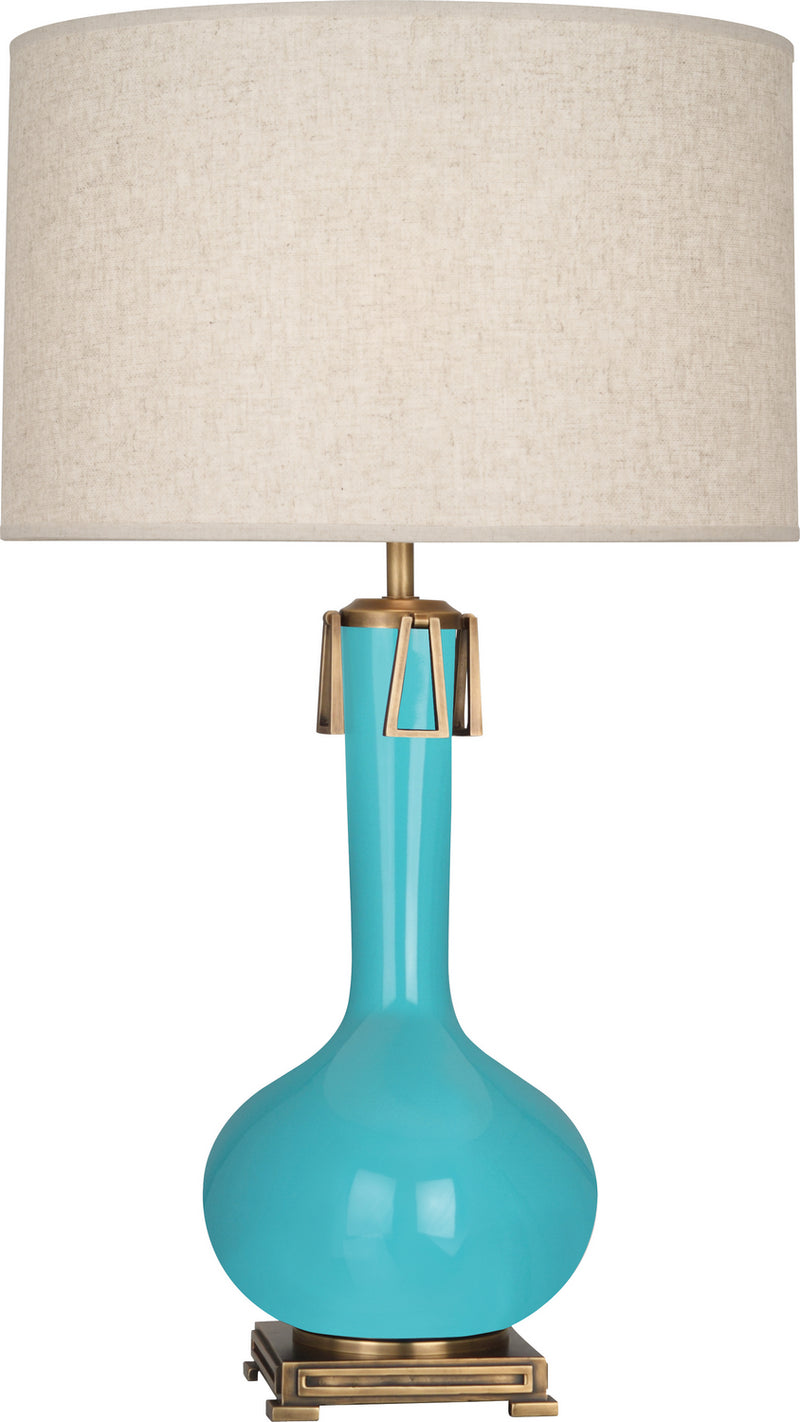 Robert Abbey - EB992 - One Light Table Lamp - Athena - Egg Blue Glazed w/Aged Brass