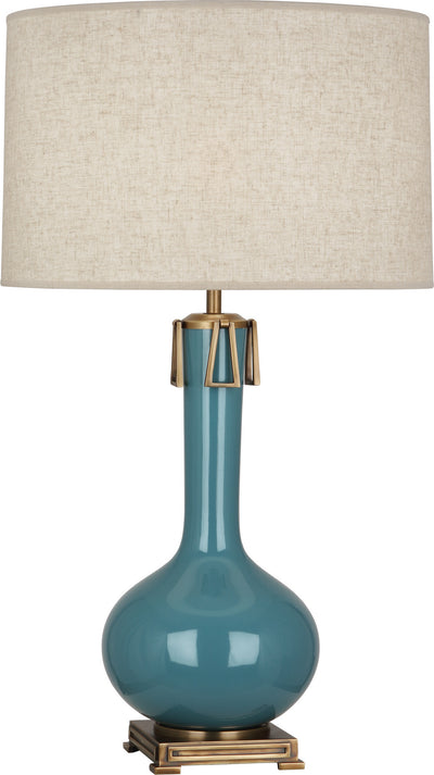 Robert Abbey - OB992 - One Light Table Lamp - Athena - Steel Blue Glazed w/Aged Brass