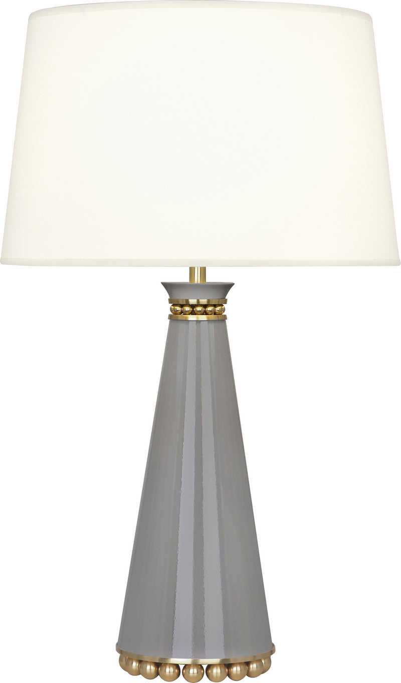 Robert Abbey - ST44X - One Light Table Lamp - Pearl - Smoky Taupe Lacquered Paint and Modern Brass