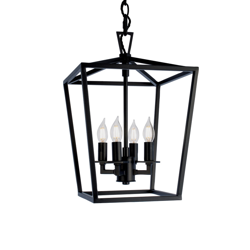 Norwell Lighting - 1080-MB-NG - Four Light Hanger - Small Cage Pendant - Matte Black