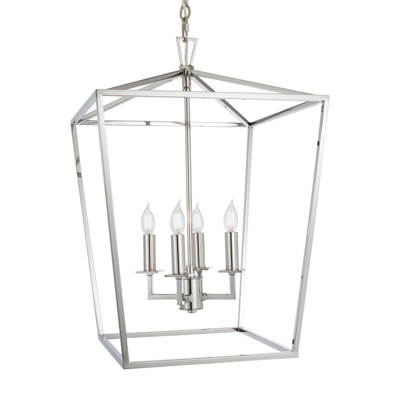 Norwell Lighting - 1081-PN-NG - Four Light Hanger - Medium Cage Pendant - Polished Nickel