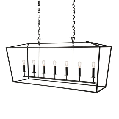 Norwell Lighting - 1083-MB-NG - Seven Light Linear Hanger - Linear Cage Pendant - Matte Black