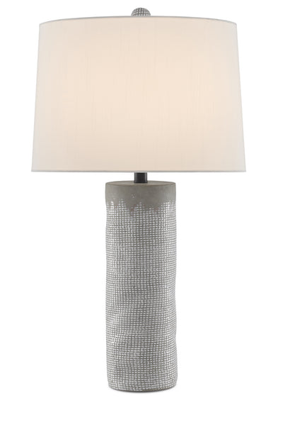 Currey and Company - 6000-0487 - One Light Table Lamp - Perla - Concrete/White/Satin Black