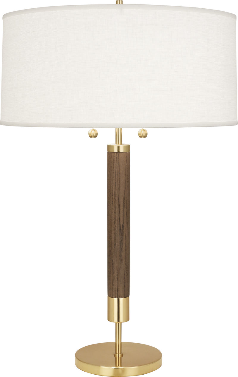 Robert Abbey - 205 - Two Light Table Lamp - Dexter - Modern Brass w/Walnuted Wood