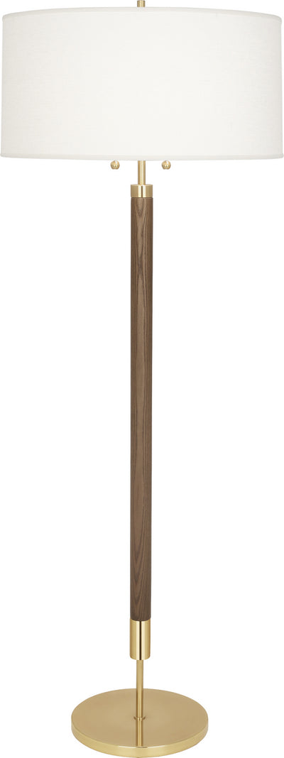 Robert Abbey - 206 - Two Light Floor Lamp - Dexter - Modern Brass w/Walnuted Wood