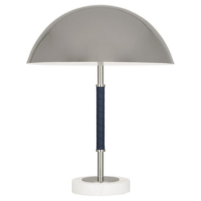 Robert Abbey - S925 - Two Light Table Lamp - Jonathan Adler Geneva - Polished Nickel w/Navy Blue Leather