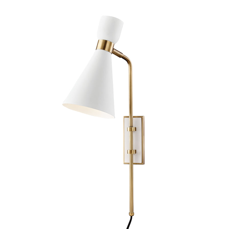 Mitzi - HL295101-AGB/WH - One Light Wall Sconce With Plug - Willa - Aged Brass/Soft Off White
